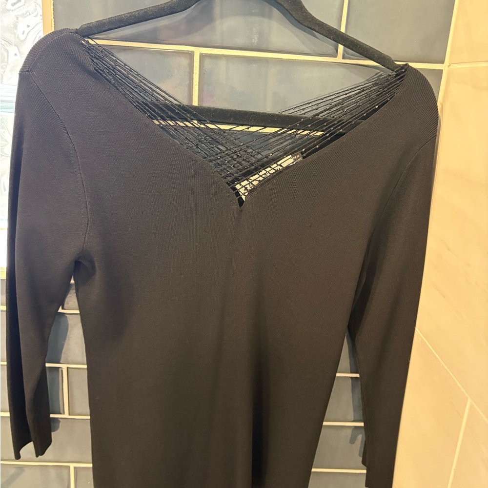 Talk of the Walk Black V-Neck Dress Top